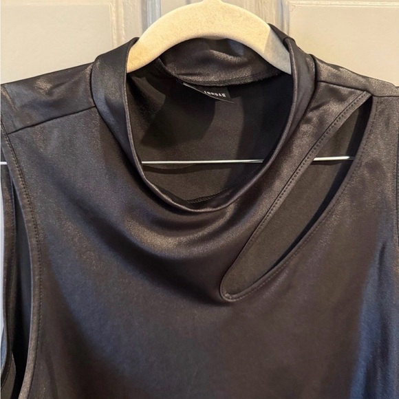 Olivia Jordan Faux Leather Mock Turtleneck Tank Top Punk Goth Shirt sz XL - Picture 3 of 4